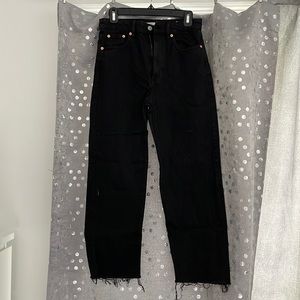 Pull&Bear cropped black straight leg jeans